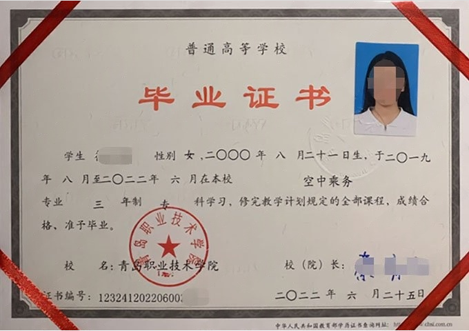 深圳青岛职业技术学院毕业证样本图片