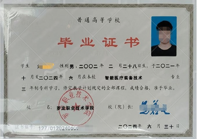 深圳罗定职业技术学院毕业证样本图片